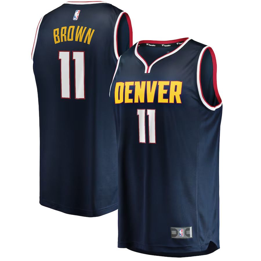 Men Denver Nuggets #11 Bruce Brown Fanatics Branded Navy Fast Break Replica NBA Jersey->denver nuggets->NBA Jersey